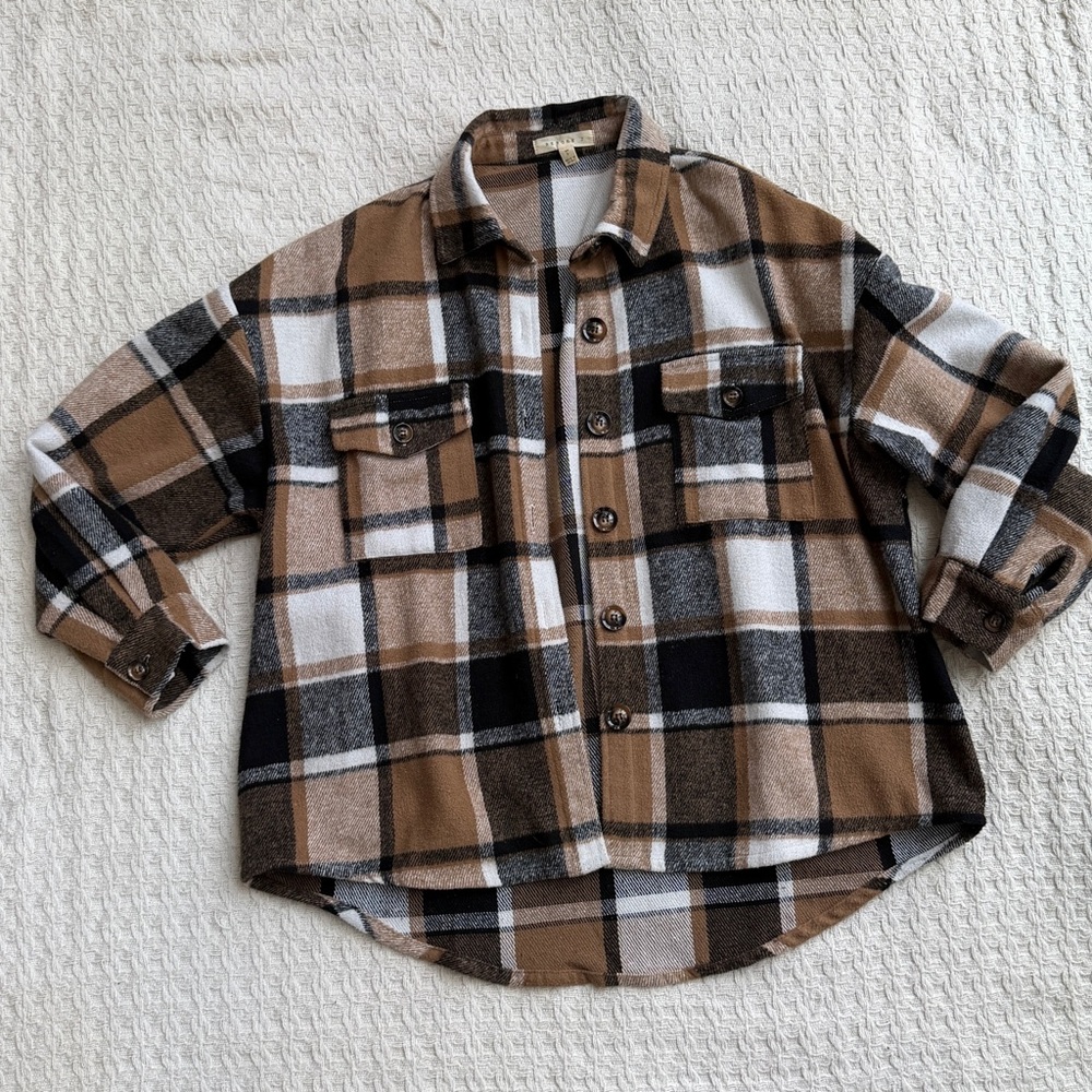 Reborn Women’s Fleece brown, black, and white Shacket